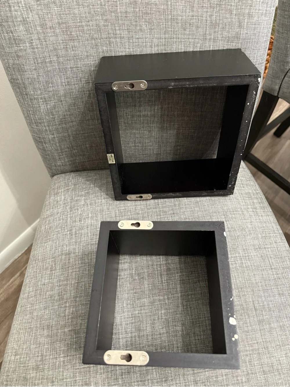 Black Wood Floating Wall Shelf Set - Modern Square Display